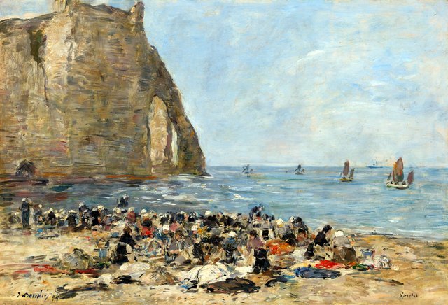 Washerwomen on the Beach of Etretat by Eugène Louis Boudin