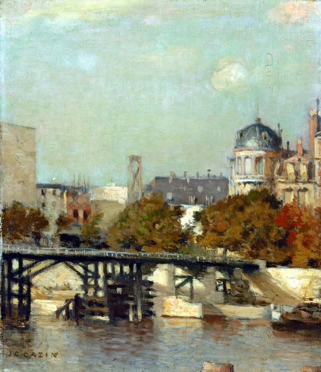 Paris Scene with Bridge by Jean-Charles Cazin