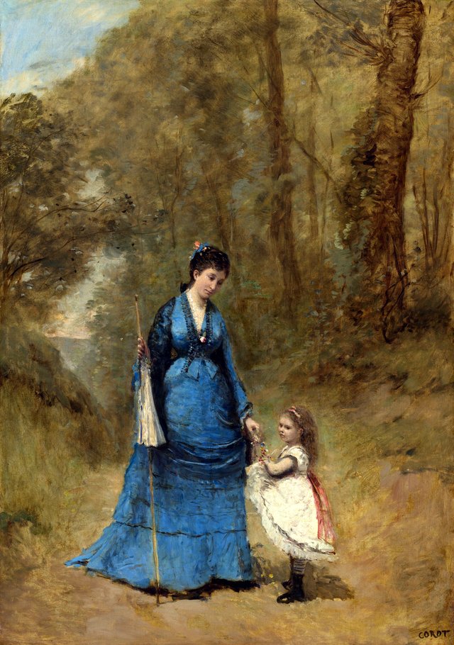 Madame Stumpf and Her Daughter by Jean-Baptiste Camille Corot