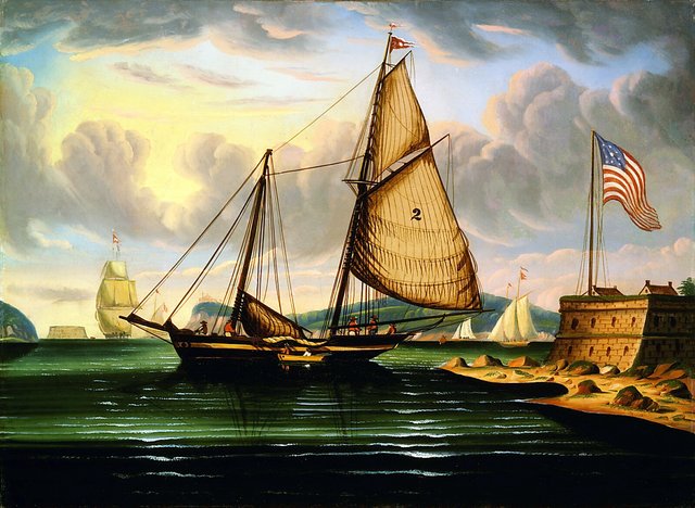 New York Harbor with Pilot Boat "George Washington" by Thomas Chambers