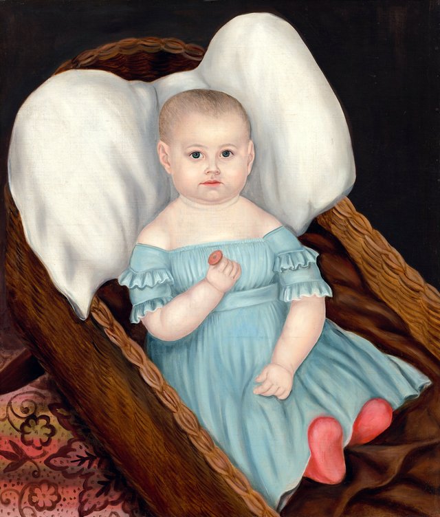 Baby in Wicker Basket by Joseph Whiting Stock