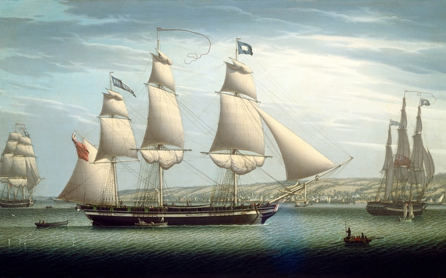 The Ship "Favorite" Maneuvering Off Greenock by Robert Salmon
