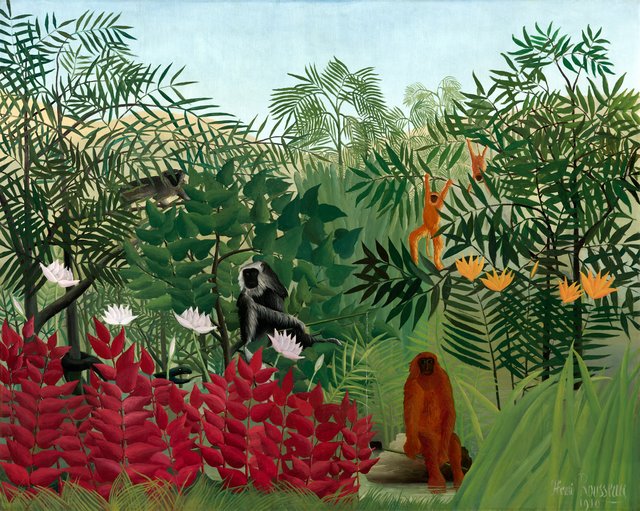 Tropical Forest with Monkeys by Henri Rousseau