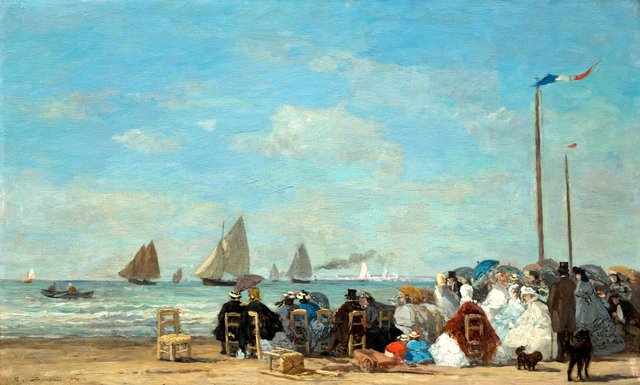 Beach Scene at Trouville by Eugène Louis Boudin