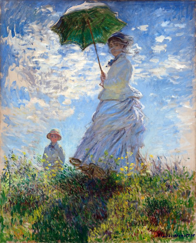 Woman with a Parasol - Madame Monet and Her Son by Claude Monet