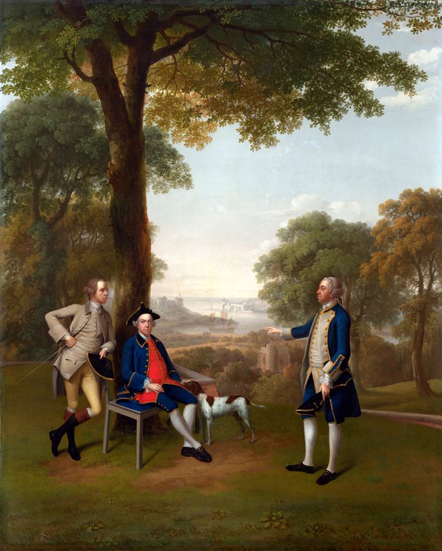 Arthur Holdsworth Conversing with Thomas Taylor and Captain Stancombe by the River Dart by Arthur Devis