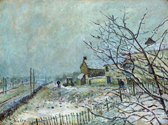 First Snow at Veneux-Nadon by Alfred Sisley