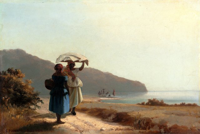 Two Women Chatting by the Sea, St. Thomas by Camille Pissarro
