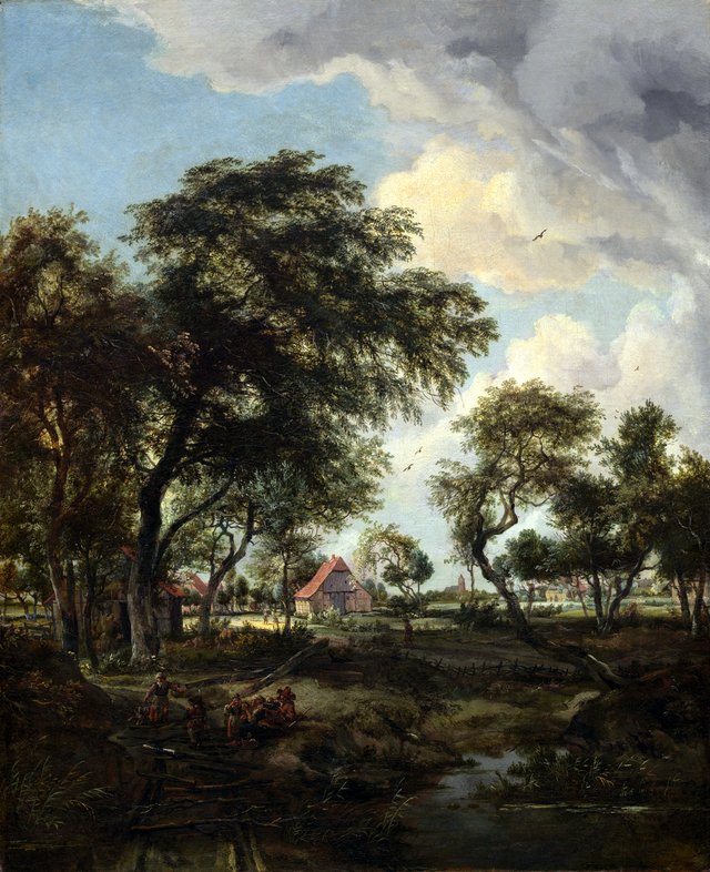 A Farm in the Sunlight by Meindert Hobbema