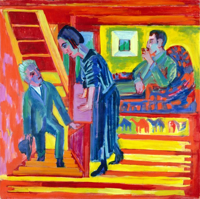 The Visit - Couple and Newcomer by Ernst Ludwig Kirchner