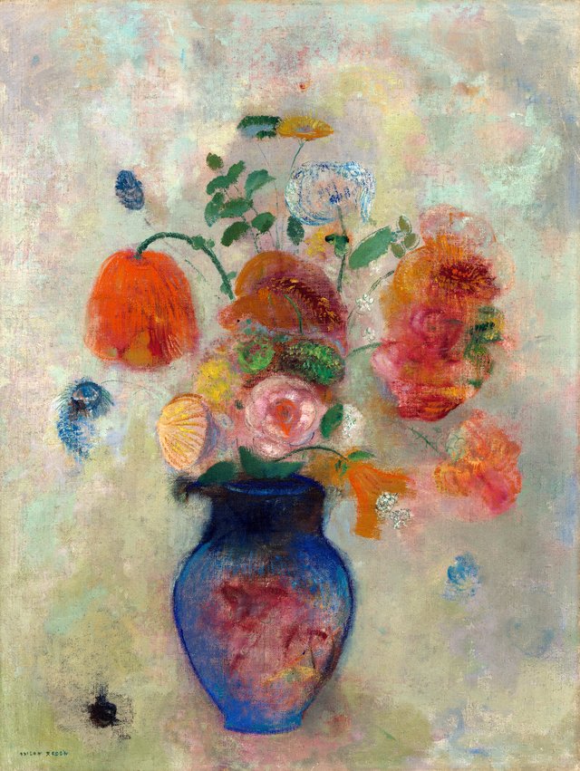 Large Vase with Flowers by Odilon Redon