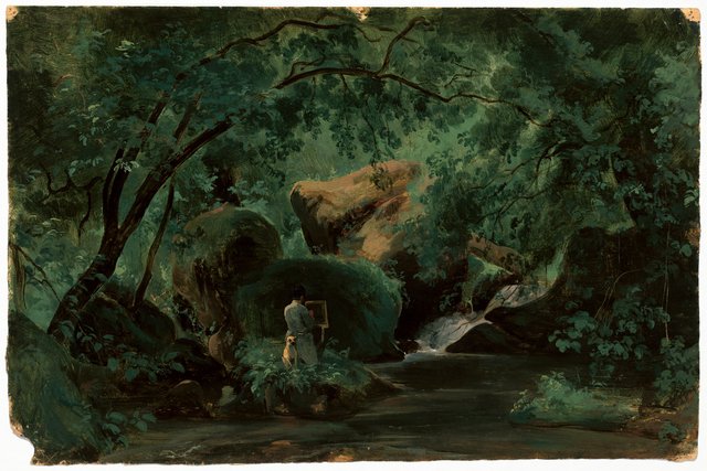 Forest Interior with a Painter, Civita Castellana by André Giroux