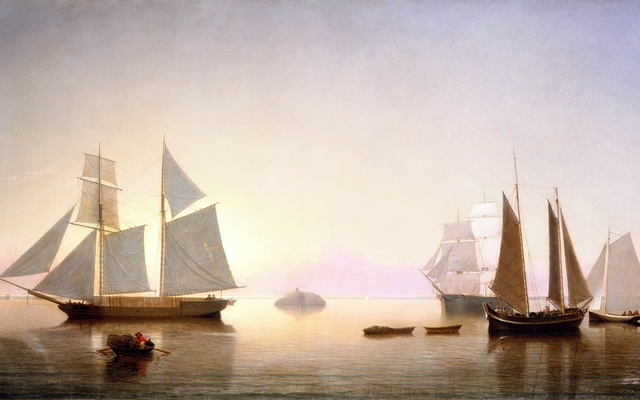 Becalmed off Halfway Rock by Fitz Henry Lane