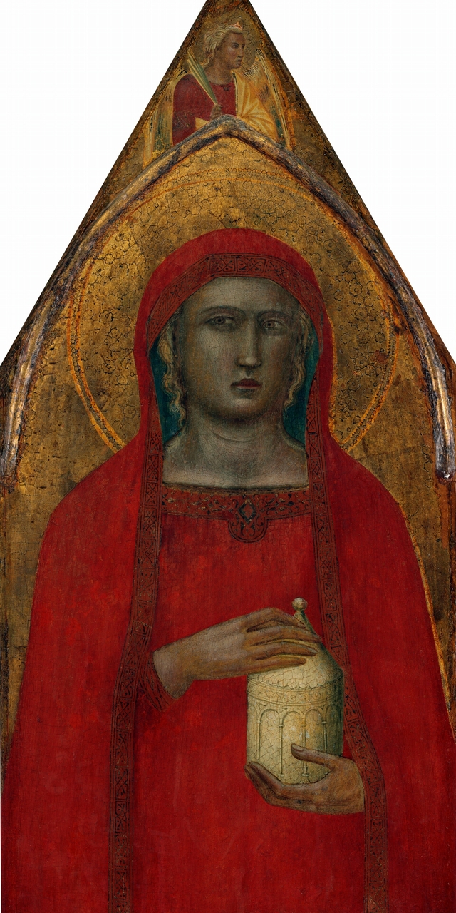 Saint Mary Magdalene, with an Angel [left panel] by Pietro Lorenzetti
