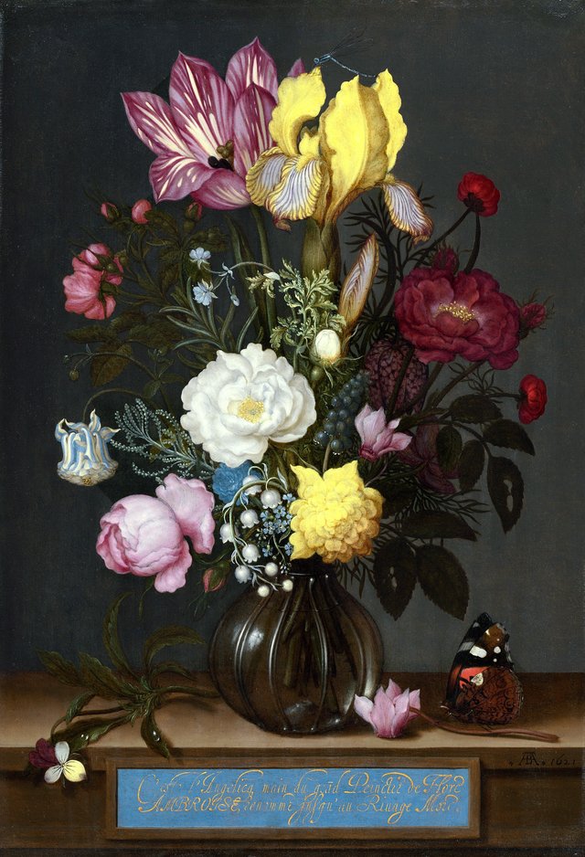 Bouquet of Flowers in a Glass Vase by Ambrosius Bosschaert