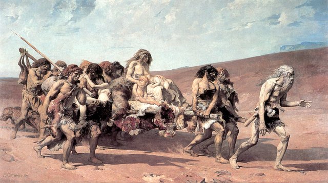 Cain flying before Jehovah's Curse by Fernand Cormon