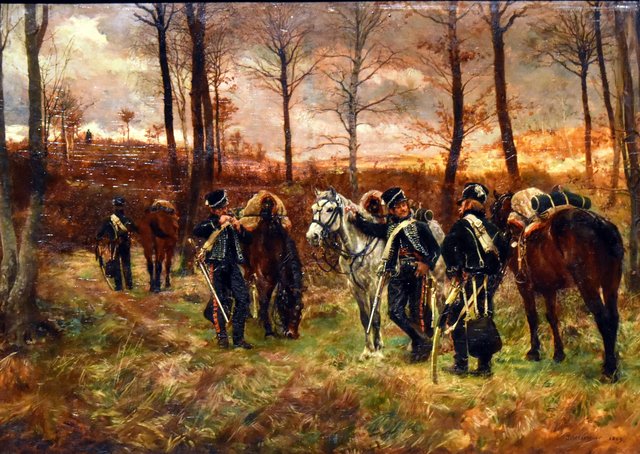 Petit poste de Grand'Garde, 8e Hussards en 1803 by Jean-Louis-Ernest Meissonier