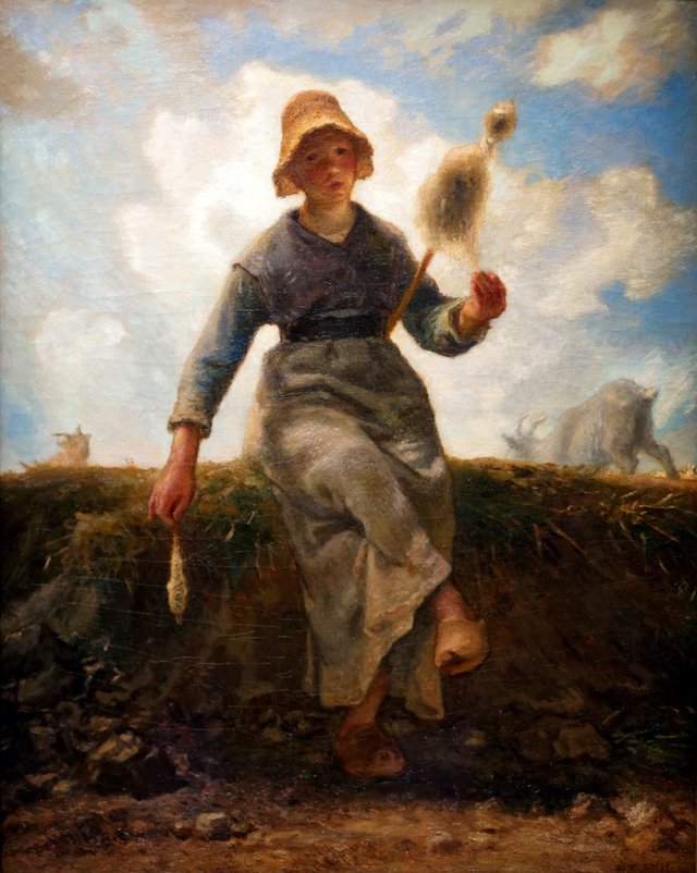 La Fileuse, chevrière auvergnate by Jean-François Millet