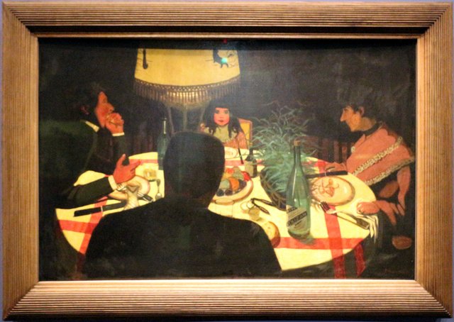 Dinner, lighting effect by Félix Vallotton
