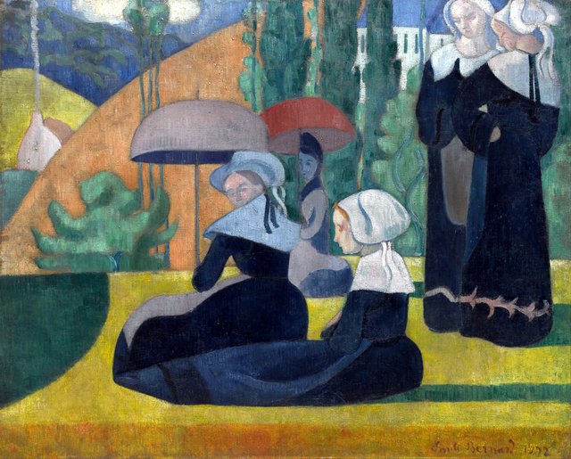 Breton Women with umbrellas by Émile Bernard