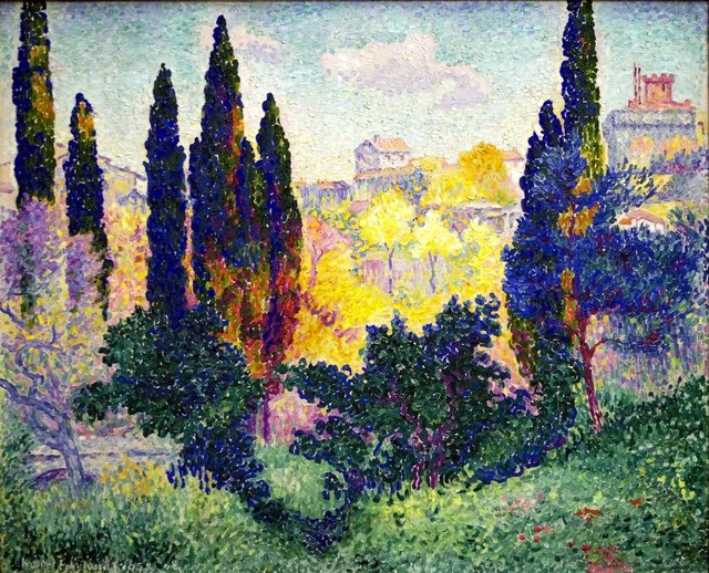 Les cyprès à Cagnes by Henri-Edmond Cross by Henri-Edmond Cross