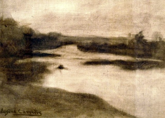 Paysage avec large rivière by Eugène Carrière