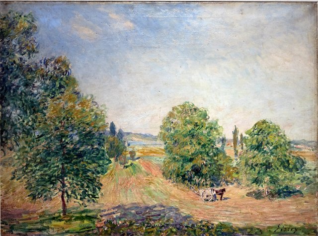 Landscape, fields of Veneux-Nadon by Alfred Sisley