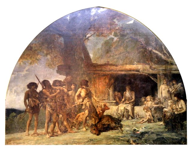 Retour d'une chasse à l'ours. Age de la pierre polie by Fernand Cormon