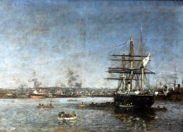 Russische Corvette im Becken der Eure: Le Havre by Eugène Louis Boudin