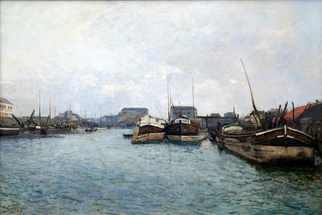 View of a port by Alfred Sisley