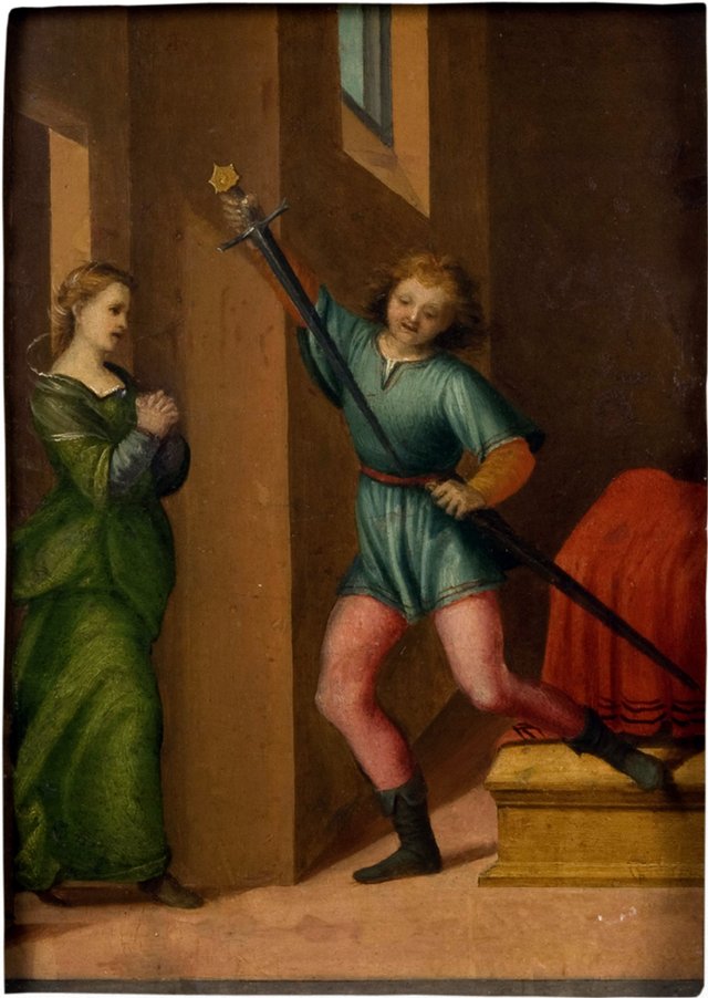 Saint Julian the Hospitaler Meeting His Wife after Killing His Parents by Franciabigio