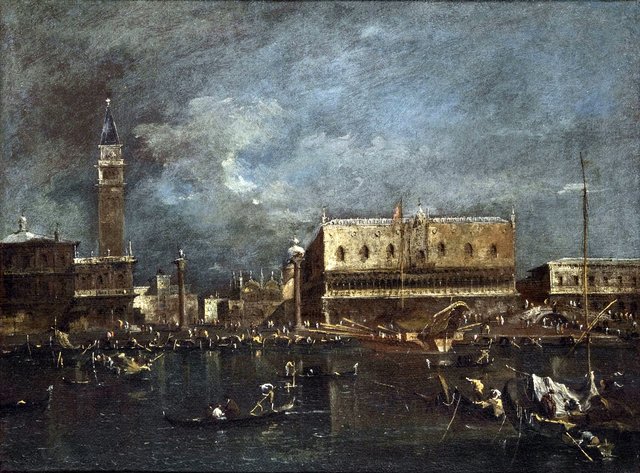 Doge's Palace and Libreria from the Laguna by Francesco Guardi