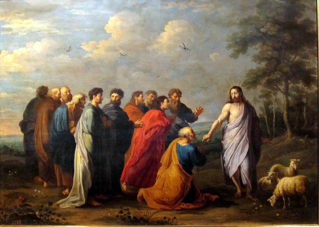 Jesucristo entregando las llaves a San Pedro by Willem van Herp
