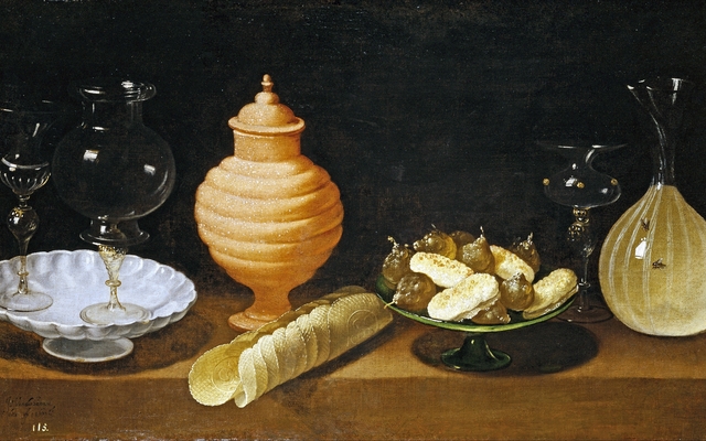Still-Life of Glass, Pottery, and Sweets by Juan van der Hamen