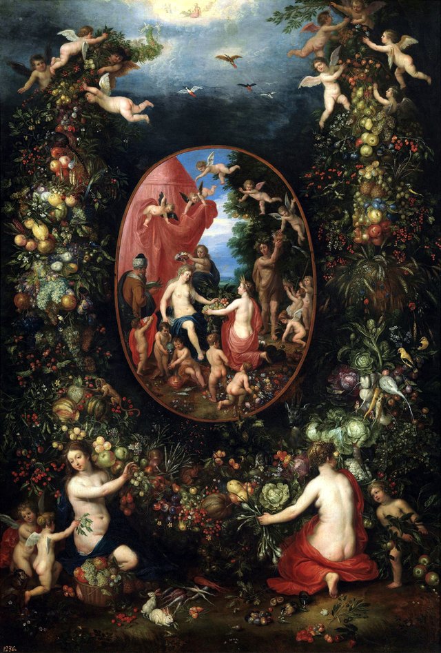 Cibeles and the seasons within a festoon of fruit by Hendrick van Balen the Elder