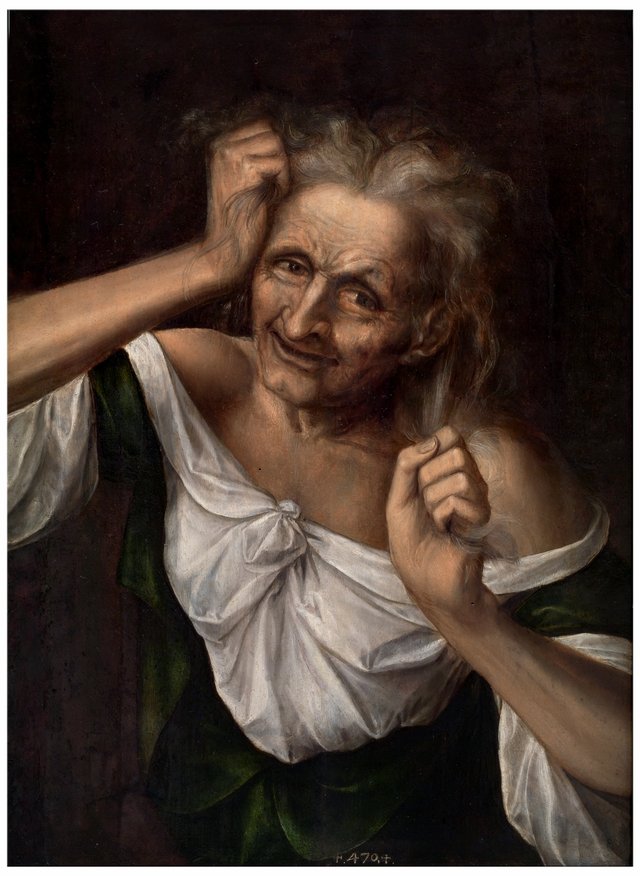 Old Woman tearing at her Hair by Jan Matsys