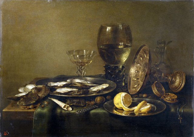 Still Life with Silver Tazza, Roemer and Oysters by Willem Claesz. Heda