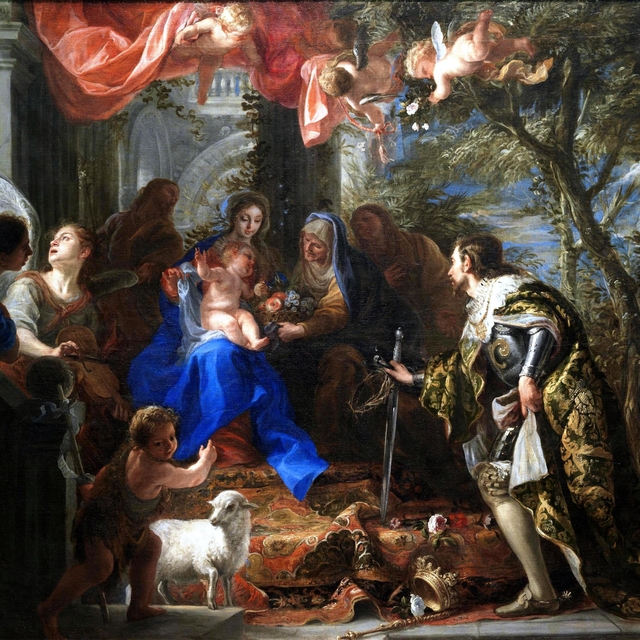 The Virgin and Child adored by Saint Louis, King of France by Claudio Coello