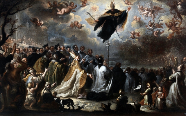 Saint Augustine vanquishing the Plague of Locusts by Miguel Jacinto Meléndez