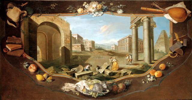 Landscape with an Architectural View by Charles Joseph Flipart