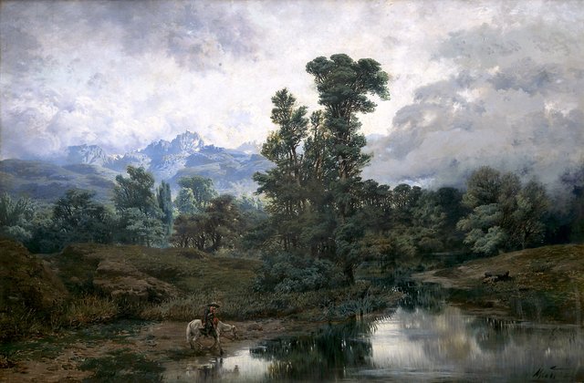 Landscape at El Pardo, Mist rising by Antonio Muñoz Degrain