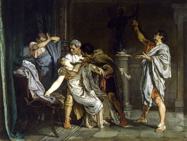 The Death of Lucretia by Eduardo Rosales