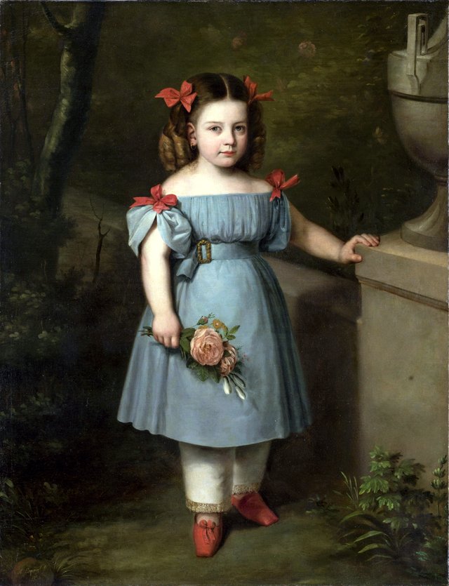 Retrato de niña con rosas by Antonio María Esquivel