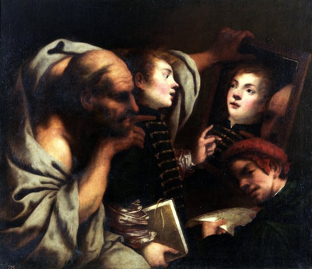 Socrates and two students by Pietro della Vecchia