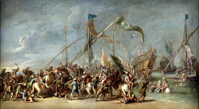 Landing and combat by Cornelis de Wael