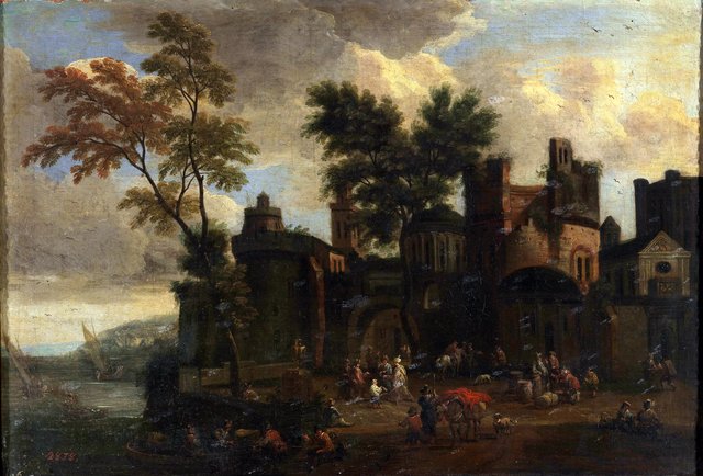 Un puerto by Adriaen Frans Boudewyns