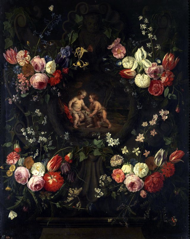 Guirnalda con el Niño Jesús y San Juan by Jan van Kessel the Elder