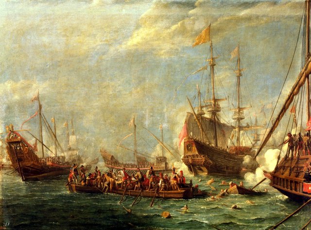 Naval Battle between Turks and Maltese by Gaspar van Eyck
