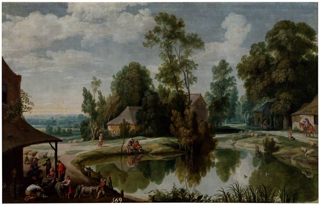 Landscape with shearers by Jan Wildens
