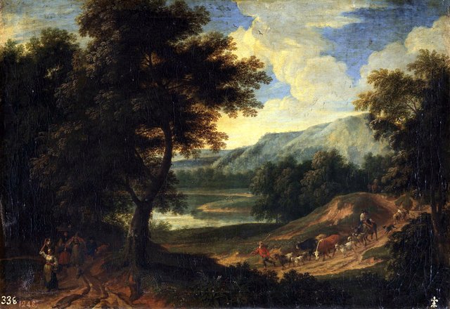 Paisaje con pastores y ganado by Adriaen Frans Boudewyns